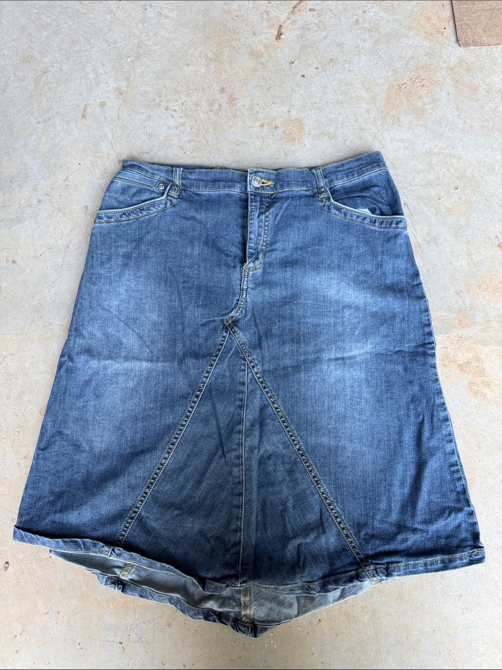 Denim A-Line Midi Skirt in Blue